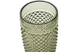 DKD Home Decor Copa Diamond Garbo Básicos Grabada, Color Verde, 150ml, Set de 6 Piezas, Vidrio, 7 x 20 x 7 cm