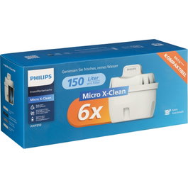 Philips Micro X-clean Cartuchos de Filtro de Agua, Pack de 6