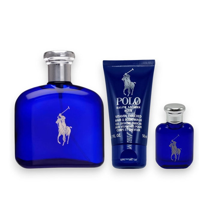 Set Ralph Lauren: Polo Blue, Eau De Parfum, For Men, 125 ml + Polo Blue, Shower Gel, Skin, All Skin Types, 75 ml + Polo Blue, Anti-Perspirant, Deodorant Stick, For Men, 75 g