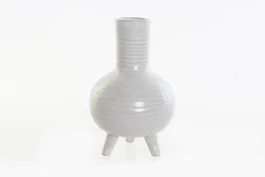 DKD Home Decor Jarrón de Cerámica Blanco Outing 13,5x13,5x20,5 cm
