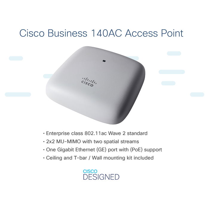Cisco CBW140AC Router WiFi Dual-Band AC1400, Estándar 802.11ac Wave 2, 2x2 MU-MIMO Cisco CBW140AC Router WiFi Dual-Band AC1400, Estándar 802.11ac Wave 2, 2x2 MU-MIMO