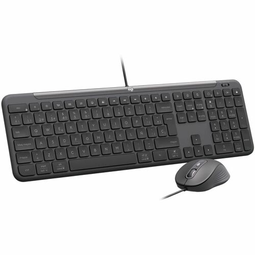 Logitech Signature Slim MK620 Combo Teclado + Ratón Cableado USB-C, Negro, QWERTY Español, Teclado Númerico, Sensor Óptico 4000 DPI, Sostenible