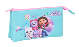 Safta Bolso escolar portatodo triple Gabby's Dollhouse con 3 cremalleras, 120x30x220 mm