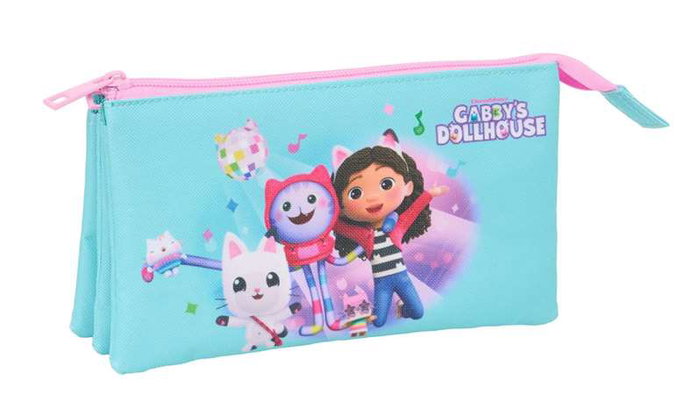 Safta Bolso escolar portatodo triple Gabby's Dollhouse con 3 cremalleras, 120x30x220 mm Safta Bolso escolar portatodo triple Gabby's Dollhouse con 3 cremalleras, 120x30x220 mm