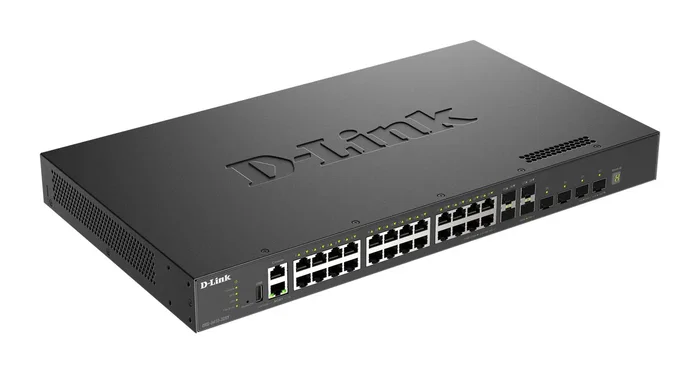 D-Link DXS-3410-32XY Switch de Red Apilable Gestionado Nivel 3, 24x Puertos 10GBase-T + 4x SFP+ + 4x SFP28 de 25G, Full Duplex, Rack