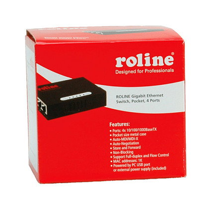 ROLINE Switch Gigabit Ethernet Pocket, 4 Puertos RJ-45, Full Duplex, Auto-Negociación, 200 g ROLINE Switch Gigabit Ethernet Pocket, 4 Puertos RJ-45, Full Duplex, Auto-Negociación, 200 g