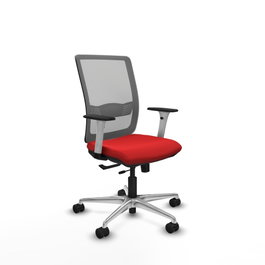 PIQUERAS Y CRESPO Silla de oficina Haches Rojo y Gris con mecanismo Sincro/Traslack