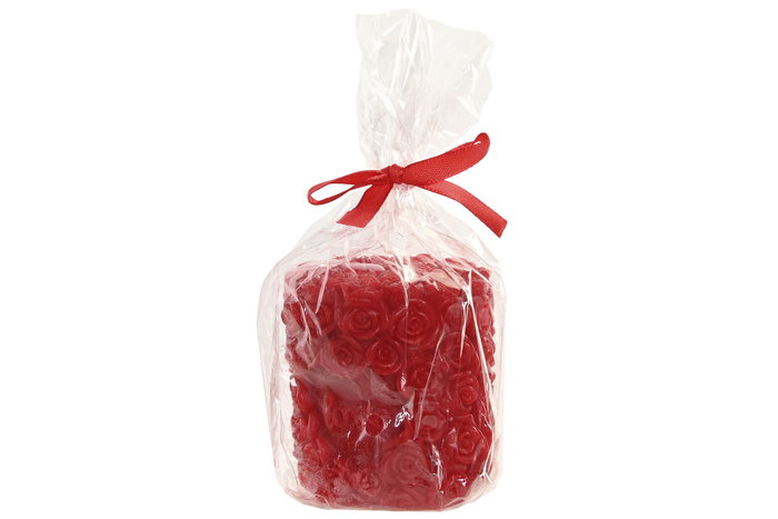 DKD Home Decor Vela de Cera de Parafina Roja con Aroma a Fresa y Rosas