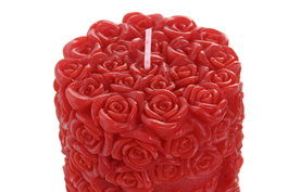DKD Home Decor Vela de Cera de Parafina Roja con Aroma a Fresa y Rosas