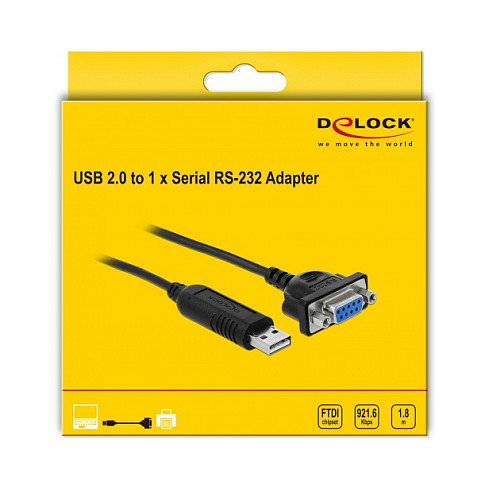 DeLOCK Adaptador USB 2.0 a Serie RS-232 con Conectores Macho/Hembra Negro 1.8m 66281 DeLOCK Adaptador USB 2.0 a Serie RS-232 con Conectores Macho/Hembra Negro 1.8m 66281
