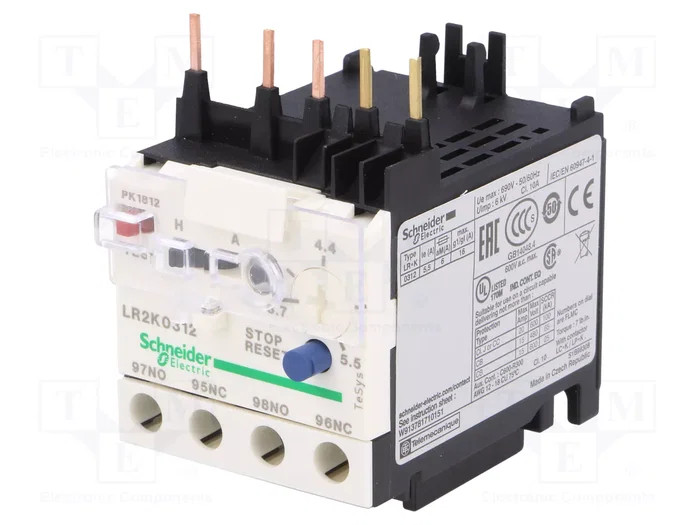 SCHNEIDER ELECTRIC Relé térmico TeSys K 3,7-5,5A NO+NC SCHNEIDER ELECTRIC Relé térmico TeSys K 3,7-5,5A NO+NC