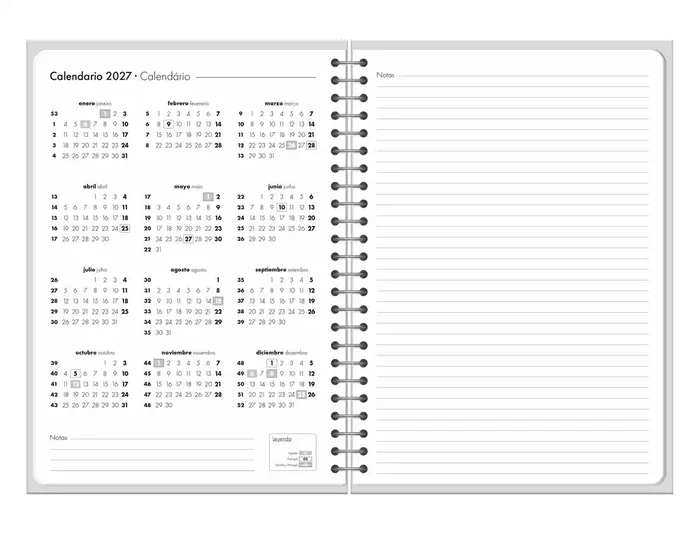 Liderpapel Agenda de oficina 2027 día por página A4 negro