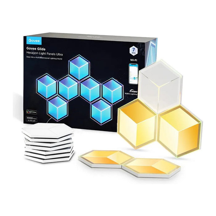 Govee Glide Hexagon Light Panels Ultra 7 Pack Meteor Gray H606A Govee Glide Hexagon Light Panels Ultra 7 Pack Meteor Gray H606A