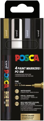 Posca Estuche de 4 Rotuladores de Pintura PC-3M/4C Punta Cónica 0,9-1,3 mm