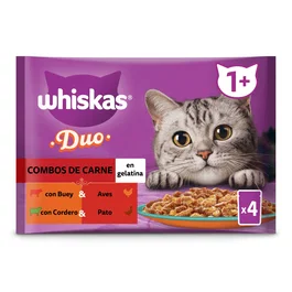Whiskas Tasty Duo Alimento Húmedo para Gatos, Pack 13 Latas de 85g, Combinación de Carnes con Proteínas, Nutrición Completa