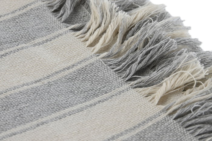DKD Home Decor Plaid Basicos Gris Crudo 260 x 230 cm Algodon reciclado Poliester (2 Unidades)