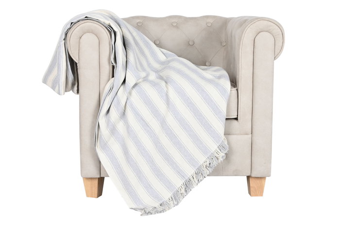 DKD Home Decor Plaid Basicos Gris Crudo 260 x 230 cm Algodon reciclado Poliester (2 Unidades)