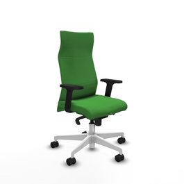 PIQUERAS Y CRESPO Sillón Albacete Verde con Mecanismo Sincro y Base Blanca