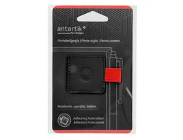 Antartik Portaboligrafos Autoadhesivo para Cuaderno Note con Elástico hasta 15mm Grosor, Negro y Rojo