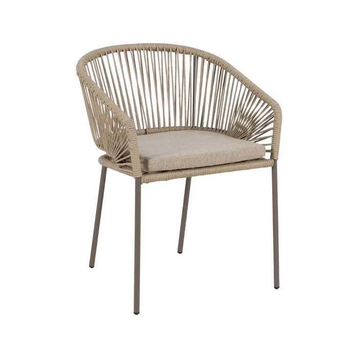 Silla Natural-Gris Pe-Acero Exterior 58 X 58 X 77,50 cm (Set de 2)