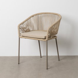 Silla Natural-Gris Pe-Acero Exterior 58 X 58 X 77,50 cm (Set de 2)