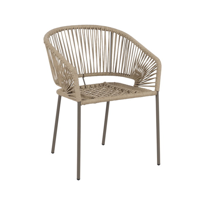 Silla Natural-Gris Pe-Acero Exterior 58 X 58 X 77,50 cm (Set de 2)