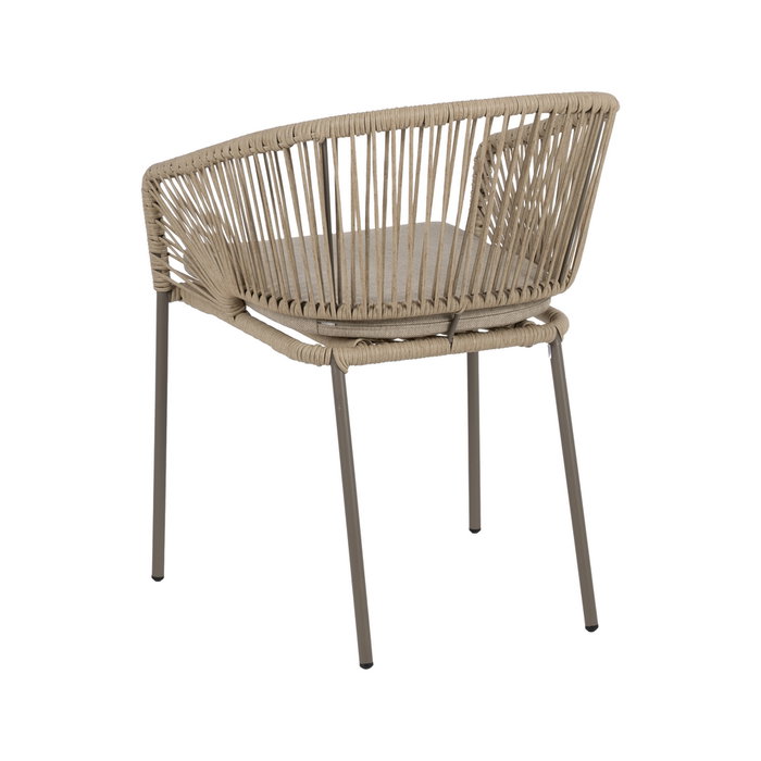 Silla Natural-Gris Pe-Acero Exterior 58 X 58 X 77,50 cm (Set de 2)