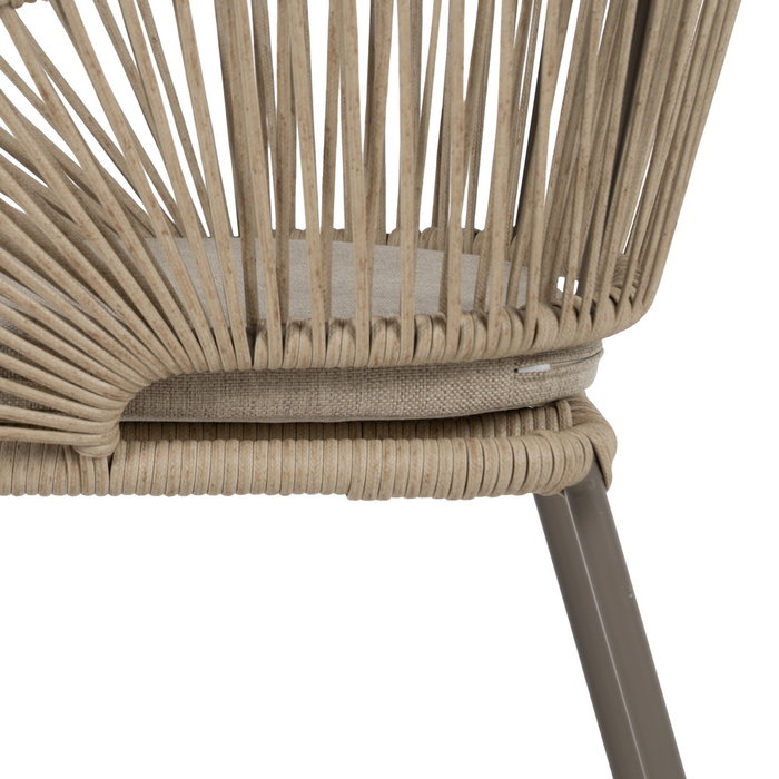 Silla Natural-Gris Pe-Acero Exterior 58 X 58 X 77,50 cm (Set de 2)