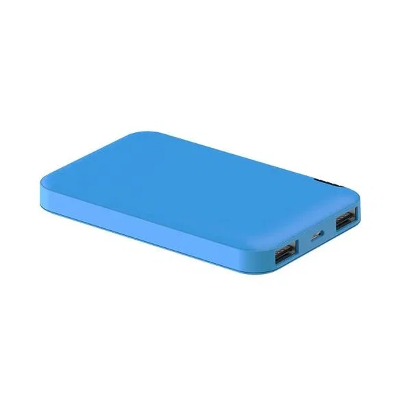 Celly PBE5000 Power Bank - Batería Externa Recargable, 5000 mAh, Ión de Litio, 2 Puertos USB 2.1A, Entrada MicroUSB, Color Azul
