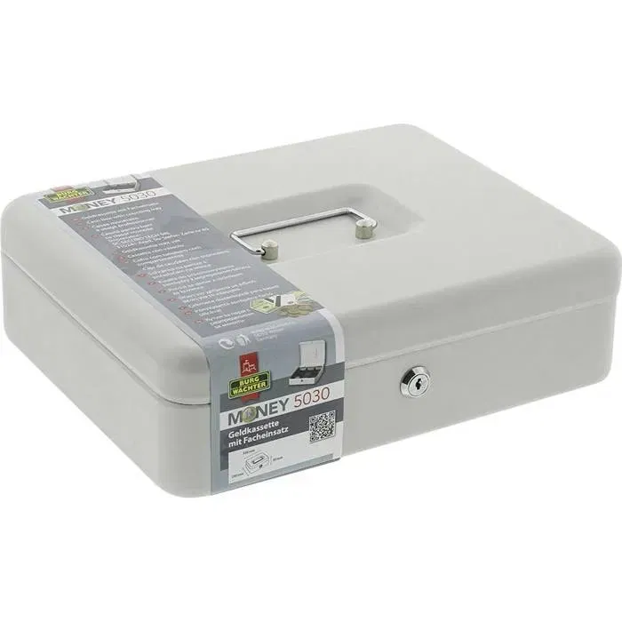Burg Wachter Money 5030 Caja para Monedas, Acero Gris Claro, Apertura con Llave