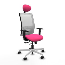 PIQUERAS Y CRESPO Silla de oficina Zulema Rosa con malla Blanca
