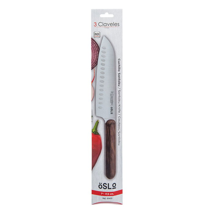 3 Claveles Cuchillo Santoku Oslo 17,5 cm de Madera de Nogal