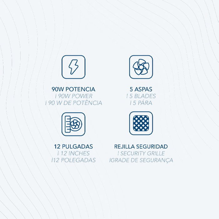 DAEWOO Ventilador de Pie High Speed 90W 12 Pulgadas 30 cm con Base Redonda