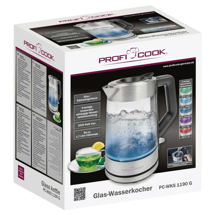 Hervidor inalÁmbrico proficook pc-wks 1190 g