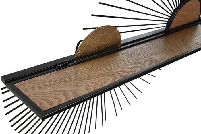 DKD Home Decor Estanteria Pared Negro Natural Metal MDF 70 x 12 x 51 cm