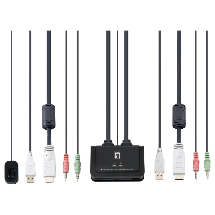 LevelOne KVM-0290 Conmutador KVM de 2 puertos HDMI y USB