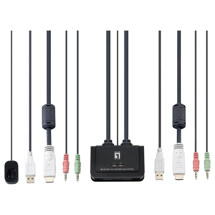 Level One KVM Switch 0290 HDMI USB Audio 2 Puertos 1920 x 1200 Pixeles