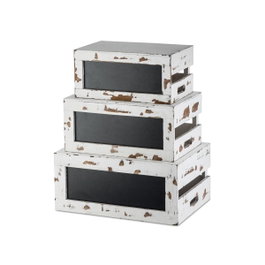TABLECRAFT - RCBCRATE2 - SET de 3 CAJAS - ELEVADORES - Blanco decapado