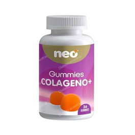 NEO Colageno+ Gominolas - 36 Unidades - Complemento con Colágeno, Ácido Hialurónico y Vitamina C para la Piel y Articulaciones - Sabor Manzana