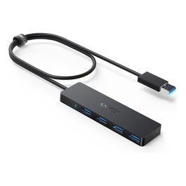 Anker A7516016 Hub USB 3.0 4 Puertos Ultra Slim, USB 3.2 Gen 1, Negro, 5 Gbit/s, Plug and Play