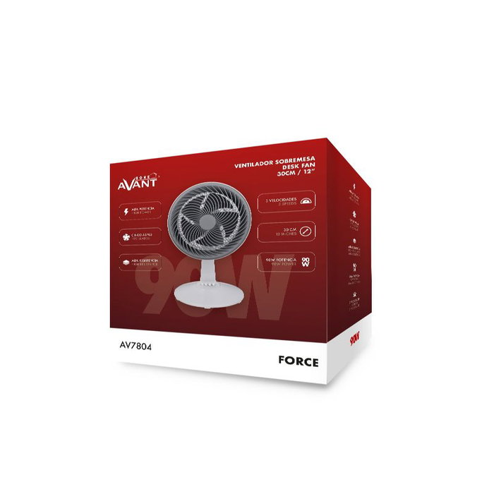 AVANT Force Ventilador de Sobremesa 30 cm 12" 90W, Refrigerador de Aire