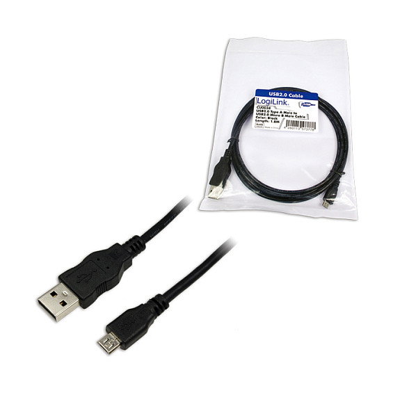 LogiLink Cable USB A a Micro B de 1,8 m, negro