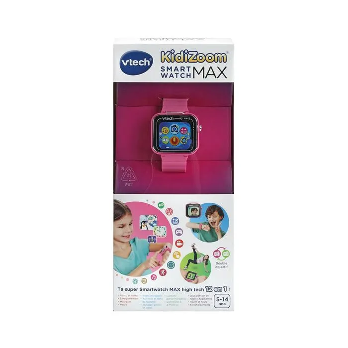 VTECH Kidizoom Max Smartwatch - Reloj Inteligente Niños - Color Rosa - Idioma Francés