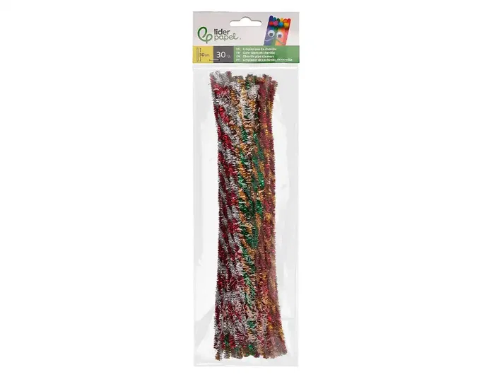 Liderpapel Limpiapipas de chenilla 30 cm colores brillantes surtidos (30 unidades)