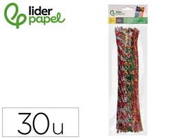 Liderpapel Limpiapipas de chenilla 30 cm colores brillantes surtidos (30 unidades)