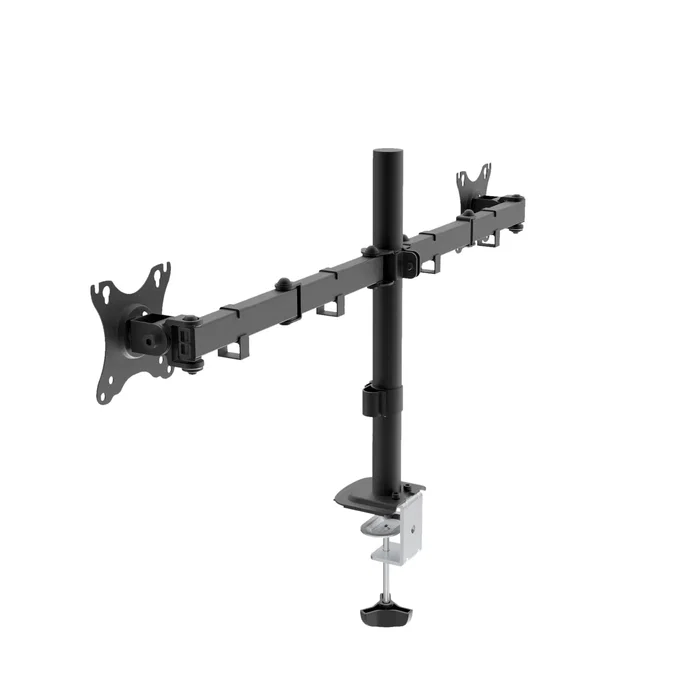 UNYKAch Soporte de Escritorio doble para 2 Monitores/TV 10-32 Pulgadas (hasta 10 kg/brazo), Ajustable, VESA 100x100 mm, Negro - UK1422