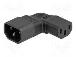 DeLOCK Adaptador de alimentación IEC 60320 C14 a C13, 10 A, Ángulo 90°