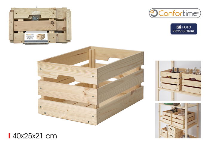 Inde Caja Madera Apilable 40 cm x 25 cm x 20 cm (4 Unidades) Inde Caja Madera Apilable 40 cm x 25 cm x 20 cm (4 Unidades)