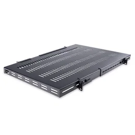 StarTech.com Bandeja Estante 1U Ventilada y Ajustable para Rack de 19", Capacidad 150 kg, Profundidad Ajustable de 49.5 a 97.4 cm, Negro