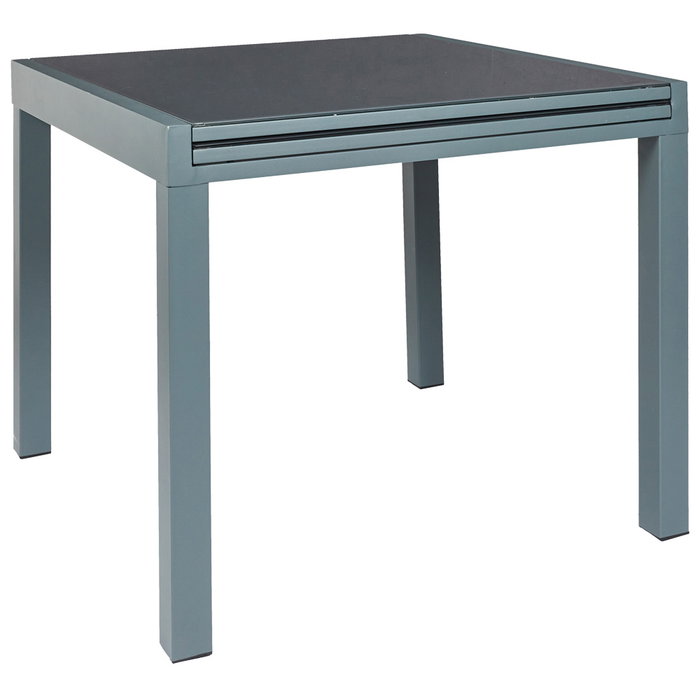 Home Deco Factory Mesa Extensible Gris para 4-6 personas, Tablero de Vidrio Templado, 80-160x80 cm Home Deco Factory Mesa Extensible Gris para 4-6 personas, Tablero de Vidrio Templado, 80-160x80 cm
